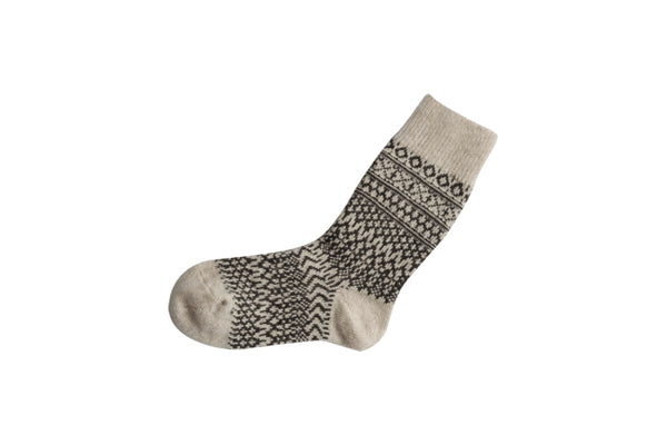 Nishiguchi Kutsushita Wool Jacquard OSLO Socks – Oatmeal