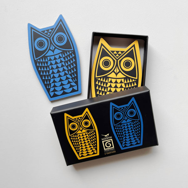 Magpie x Hornsea Mid Century Owl Shaped Coaster Set of 4