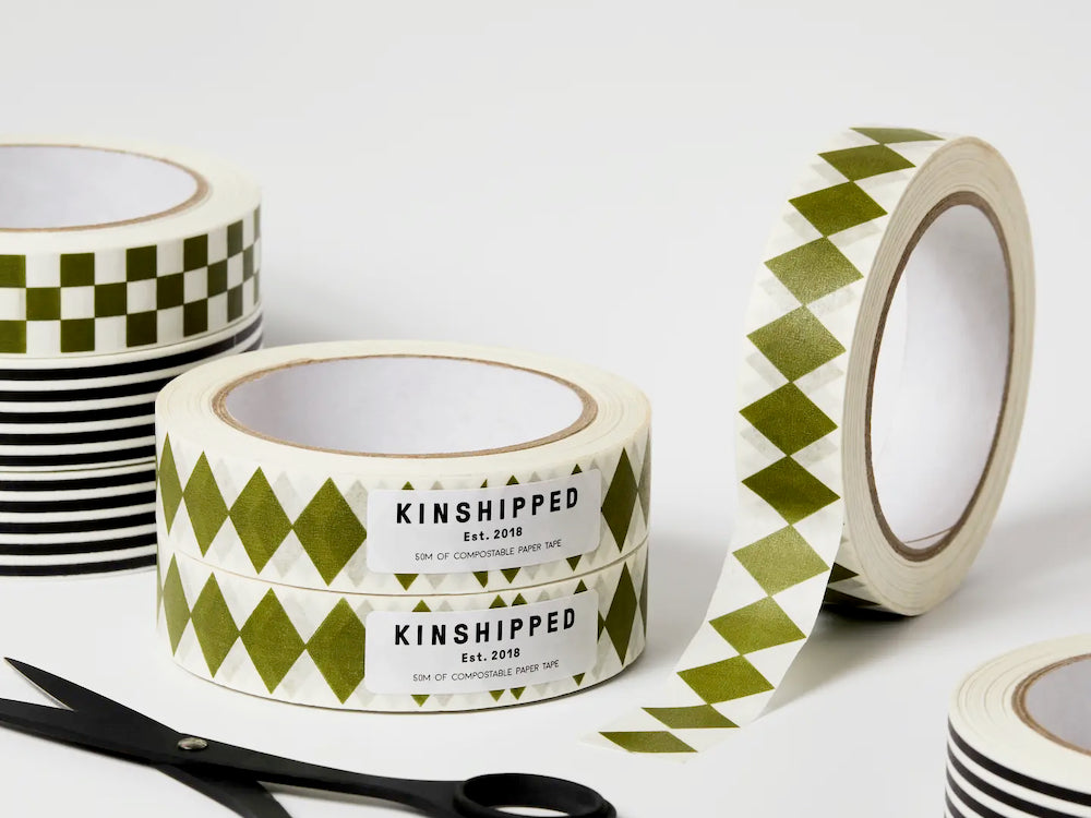 Paper Tape 50m - Moss Green Diamond