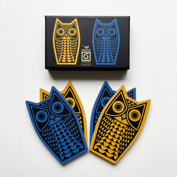 Magpie x Hornsea Mid Century Owl Shaped Coaster Set of 4