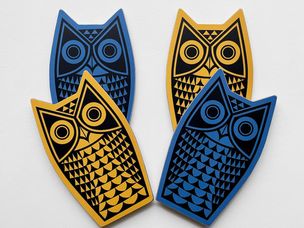 Magpie x Hornsea Mid Century Owl Shaped Coaster Set of 4