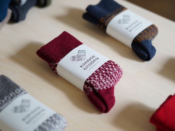 Nishiguchi Kutsushita Wool Jacquard OSLO Socks – Oatmeal