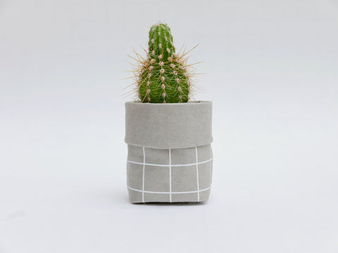 Grid on Grey Planter - Mini