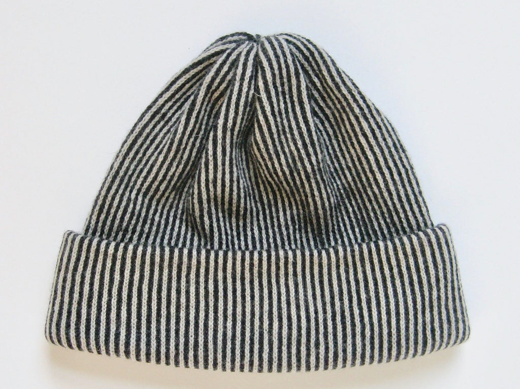 Lambs Wool Stripe Hat -  Charcoal