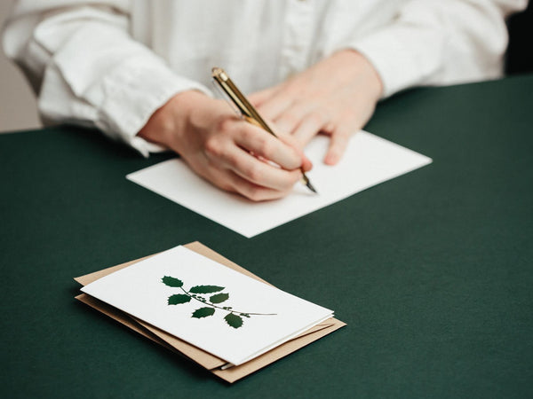 Foil blocked Holly  - Green on Ivory