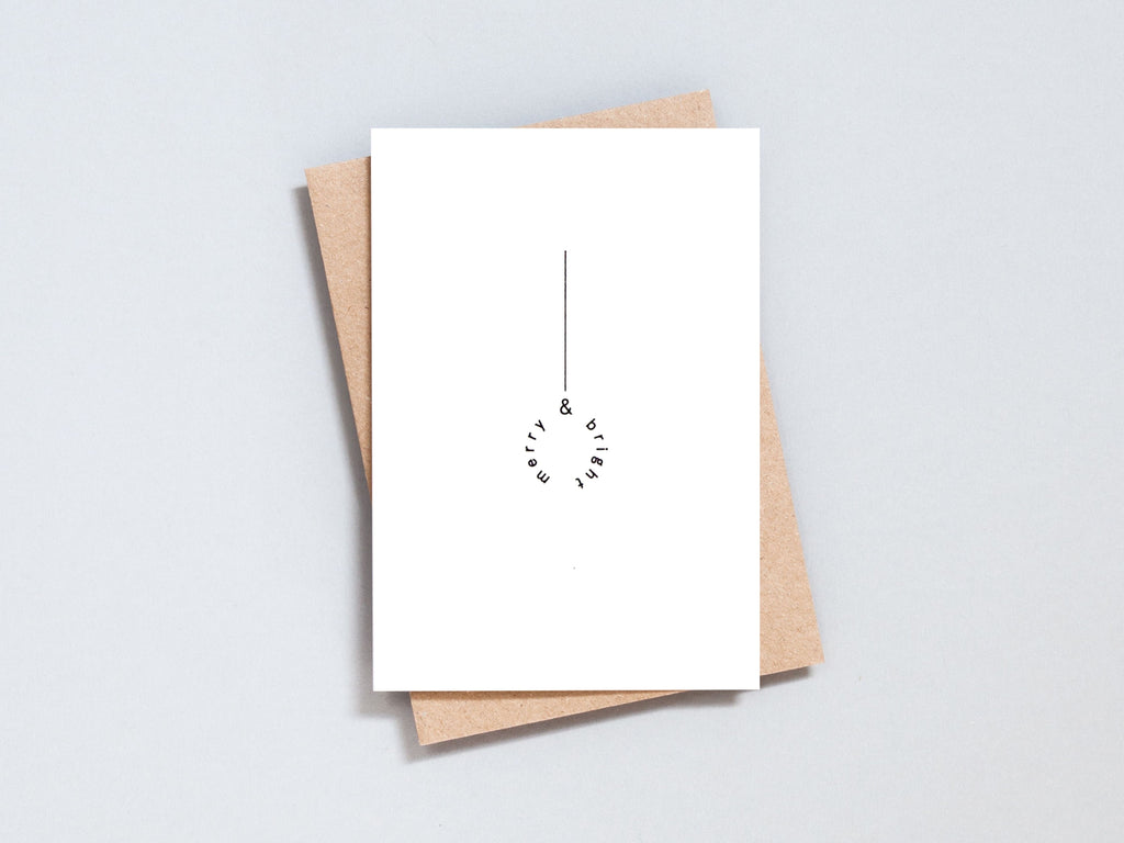 Foil blocked Merry & Bright card - Black on Natural