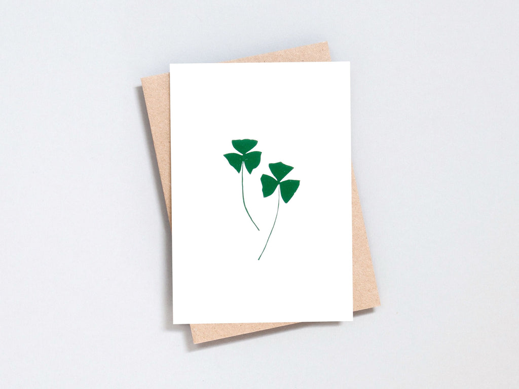 Foil blocked Oxalis  - Green on Ivory