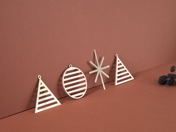 Solid Wooden Ornament Card, Triangle, Forest Green