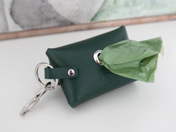 Doggie Poop Bag Dispenser - Alpine Green Leather - Back in stock soon