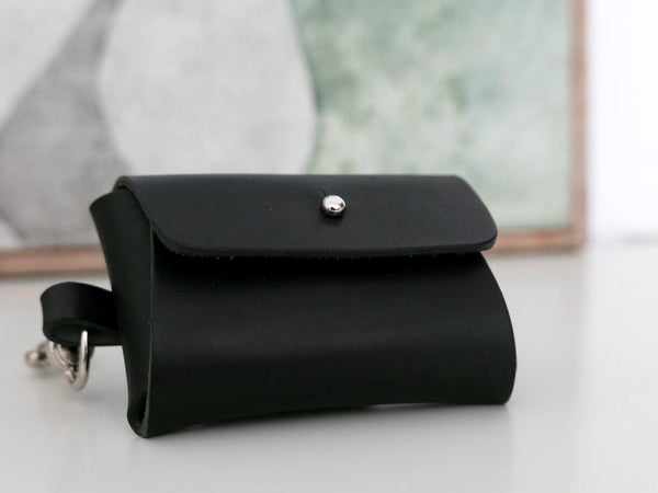 Doggie Poop Bag Dispenser - Black Leather