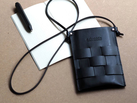 Näver Pocket Bag/Phone Bag - Black leather