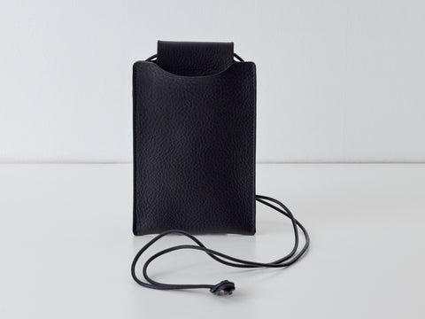 Oskar Cross Body Phone Pouch- Black Tumble