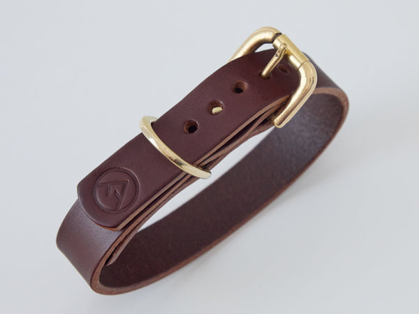 Handcrafted Classic Leather Dog Collar - Brown/Small