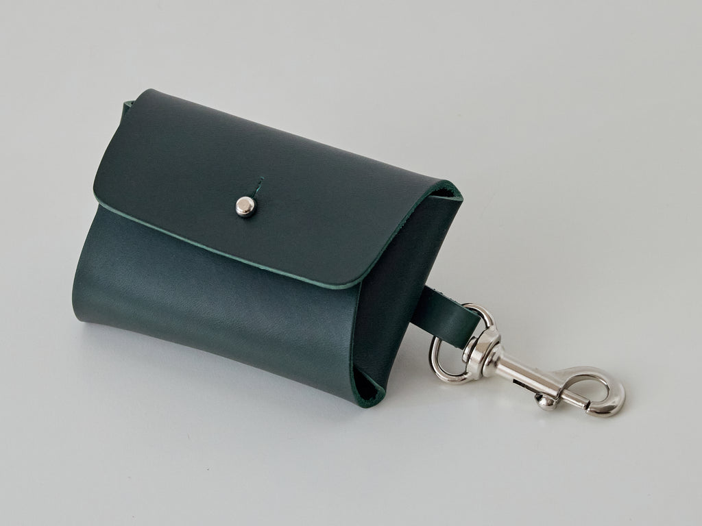 Doggie Poop Bag Dispenser - Alpine Green Leather