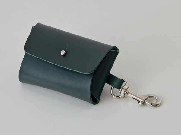 Doggie Poop Bag Dispenser - Alpine Green Leather