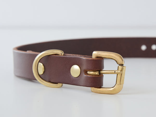 Handcrafted Classic Leather Dog Collar - Brown/Small