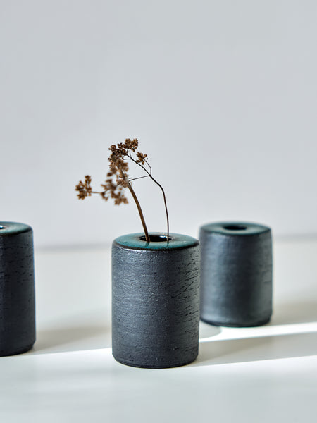 Bud Vase - Black Stoneware Ceramics