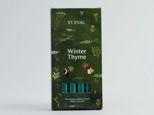 Box of 6 Winter Thyme, Christmas Mini Fragranced Candles - 1/2"x6"