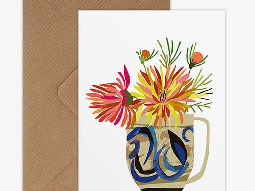 Dahlias Greetings Card