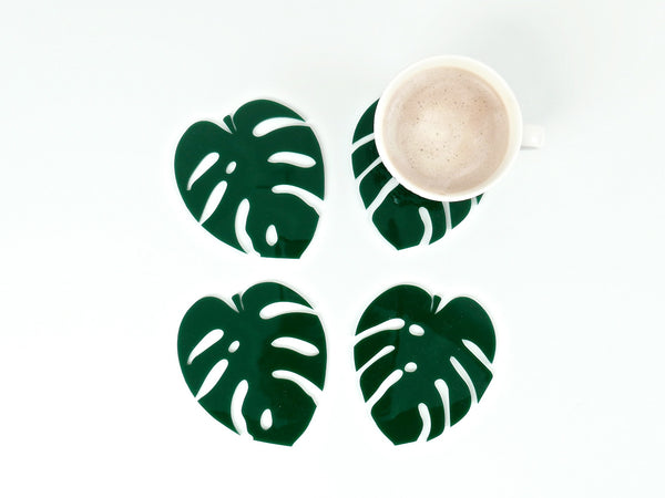 Cheese Plant Leaf Coasters - set of 4