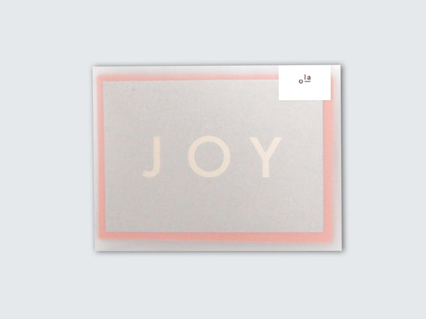 Foil Blocked Joy card - Brass on Recycled Grey
