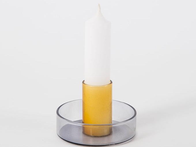 Glass Candlestick Duo Tone - Grey | Orange