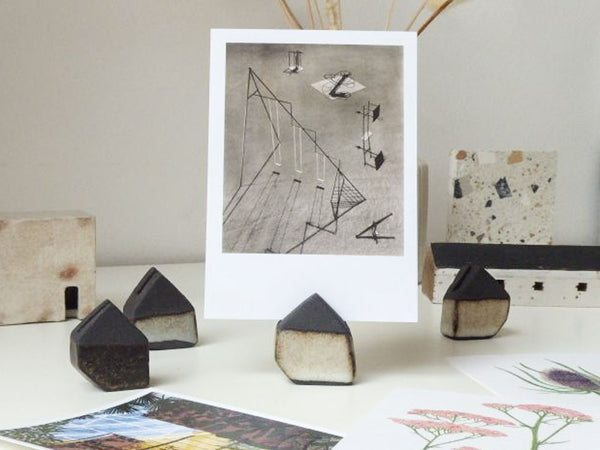 Mountain House Card Holder | Black Clay Ceramics