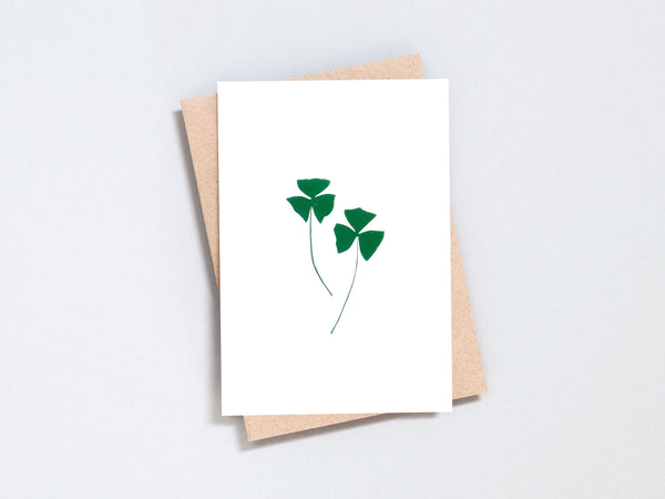 Foil blocked Oxalis  - Green on Ivory