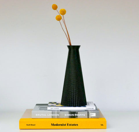 Geometric Sakura Vase - Black
