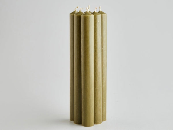 Olive Green Dinner Candles Gift Pack of 6
