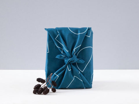 Organic Cotton Wrap Shapes Print in Idigo