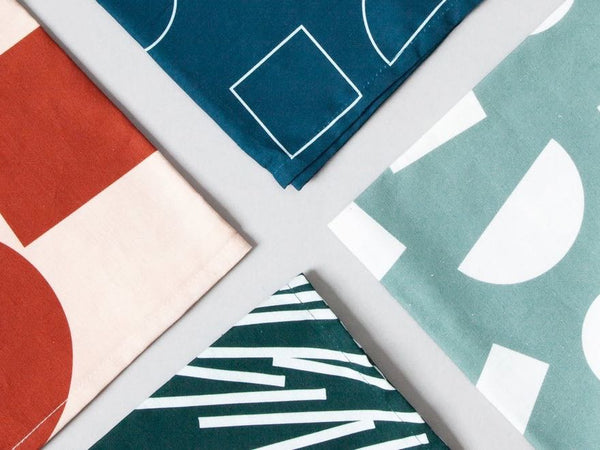 Organic Cotton Wrap Shapes Print in Idigo